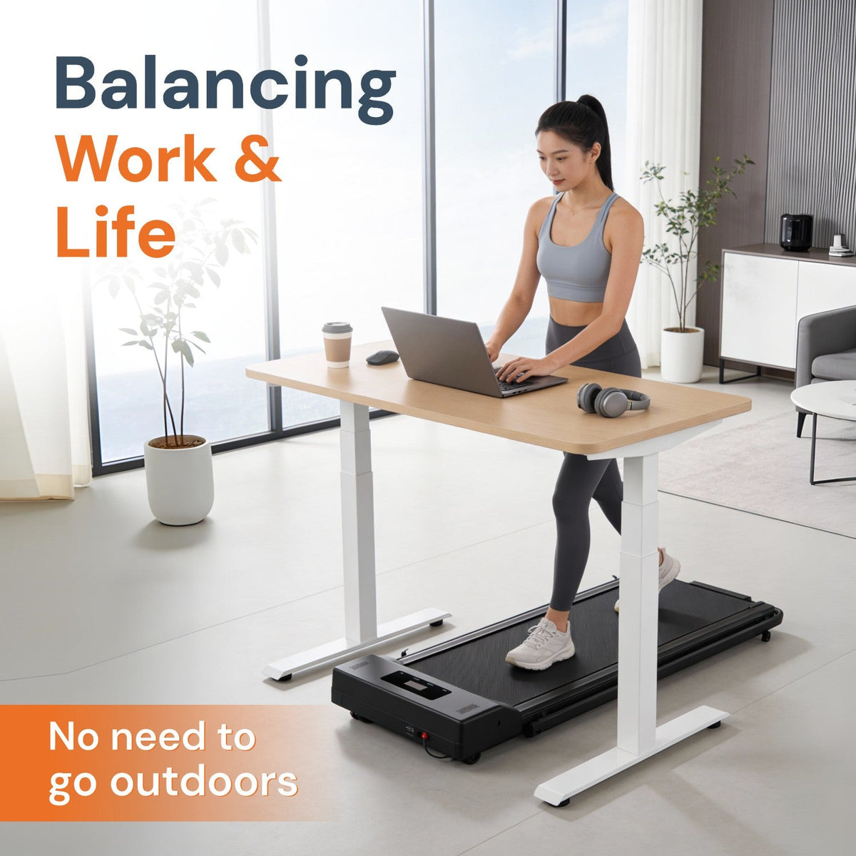 2-in-1 Walking Pad Foldable Handrails Treadmill