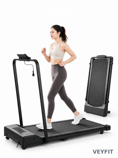 2-in-1 Walking Pad Foldable Handrails Treadmill