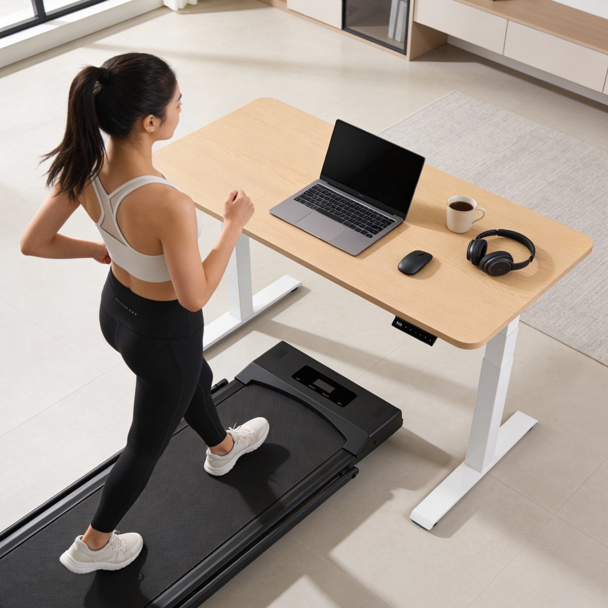 2-in-1 Walking Pad Foldable Handrails Treadmill